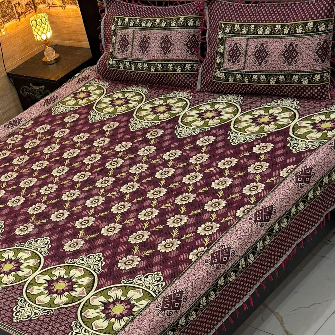 Denim Blue – Multani Traditional Jacquard Bedsheet - Fashion Home Store