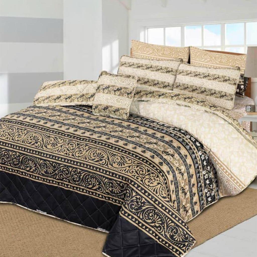 Dramatic Black Floral Bedding - 7PC Summer Comforter Set - Fashion Home Store