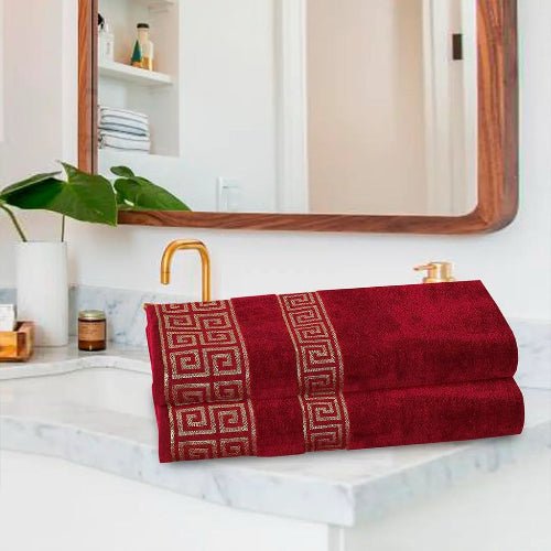 Elegant Golden Jacquard 100% Cotton JACQUARD SOFT Bath Towel Set - Fashion Home Store