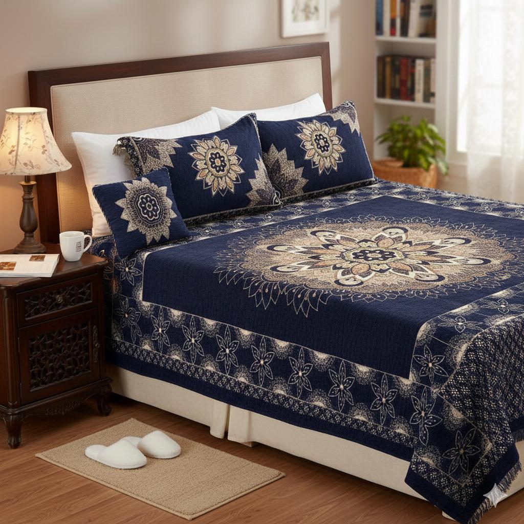 Emerald – 4Pc Velvet Jacquard Luxury Bedsheet - Fashion Home Store