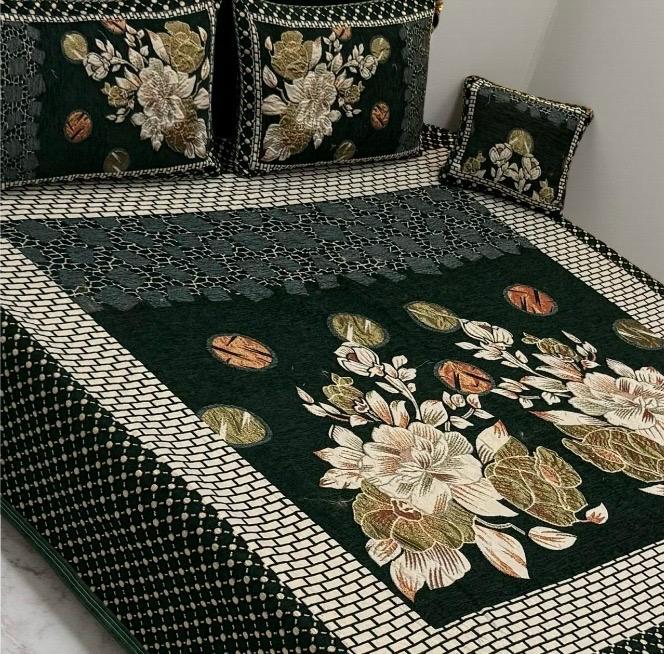Emerald – 4Pc Velvet Jacquard Luxury Bedsheet - Fashion Home Store