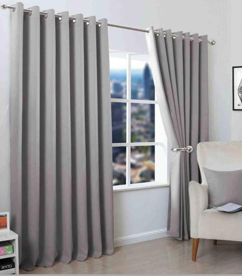 FH Home Store Light Grey Room Darkening Plain Solid Color Curtain Pair - Fashion Home Store