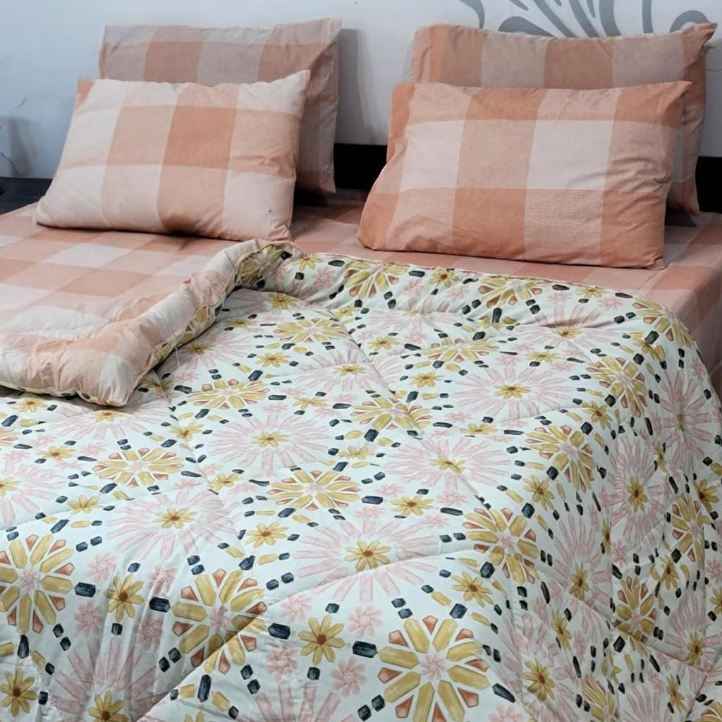 floral 100% Pure Cotton 6PC Comforter Set (Vicky Razai Set) – King Size - Fashion Home Store