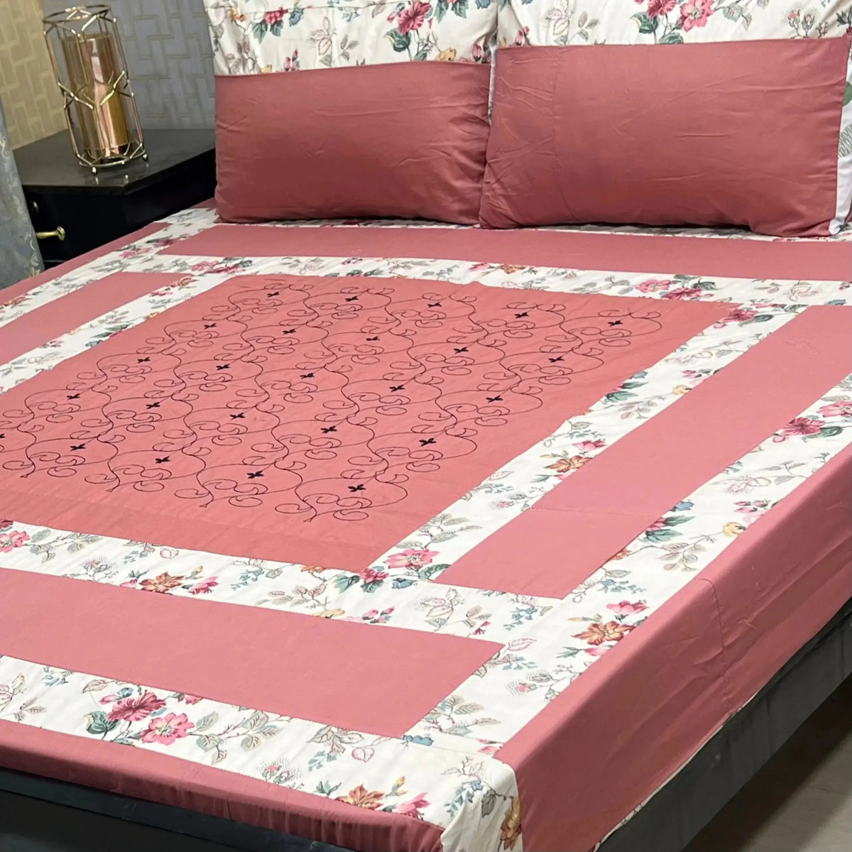 Floral Fiesta Printed Patchwork Bedsheet Set - Fashion Home Store