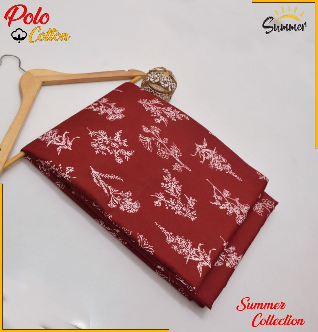 Maroon Blossom 2PC Floral Printed Women Unstitched – Polo Cotton - Fashion Home Store