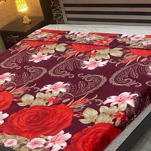Maroon Paisley & Rose Floral AC Blanket – Soft Fleece Double Bed Size - Fashion Home Store