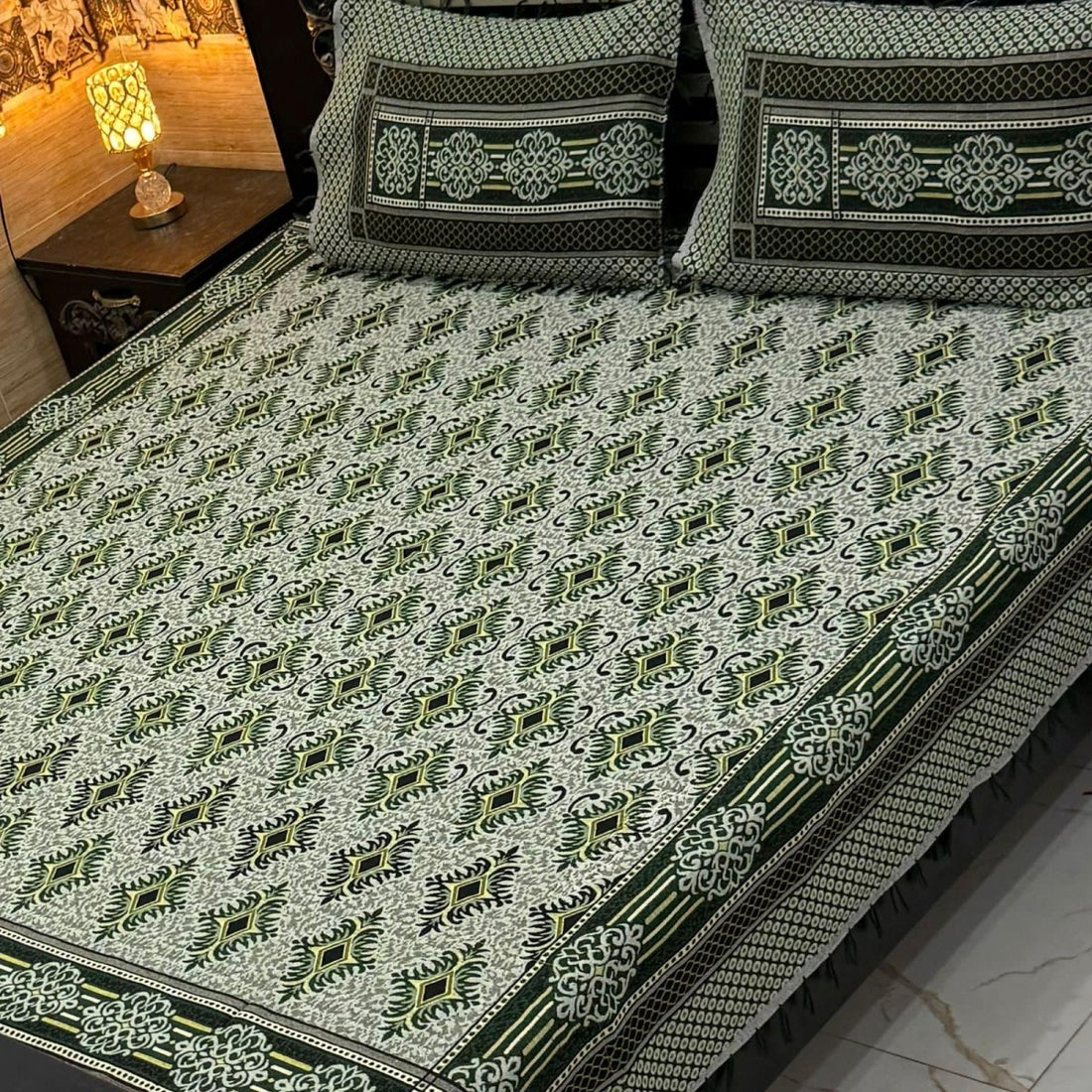 Midnight Blue – Multani Traditional Jacquard Bedsheet - Fashion Home Store