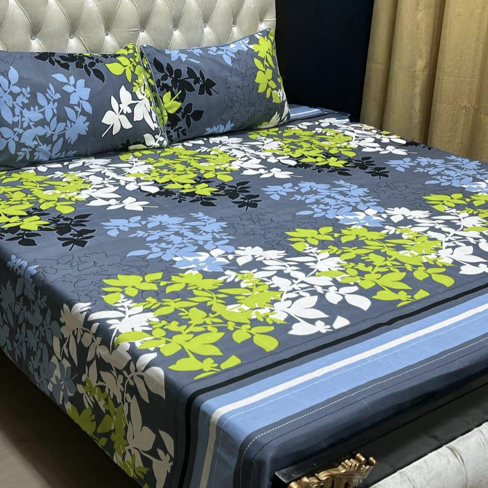 Midnight Calm Printed Cotton Bedsheet Set – Floral Pop Edition - Fashion Home Store