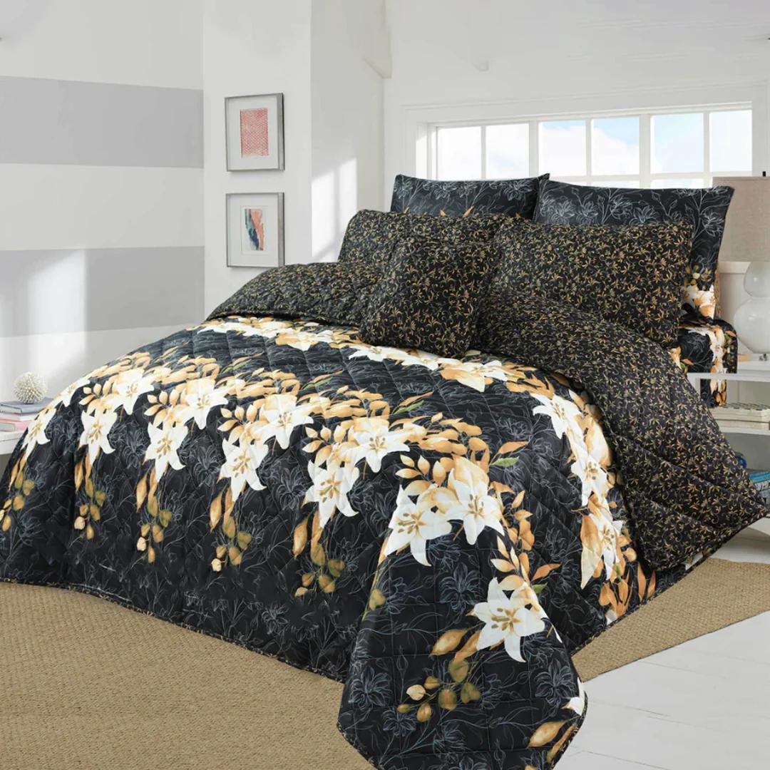 Midnight Floral Elegance 7 - Piece Summer Comforter Set - Fashion Home Store