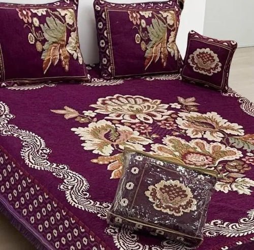 Midnight Purple – 4Pc Velvet Jacquard Luxury Bedsheet - Fashion Home Store