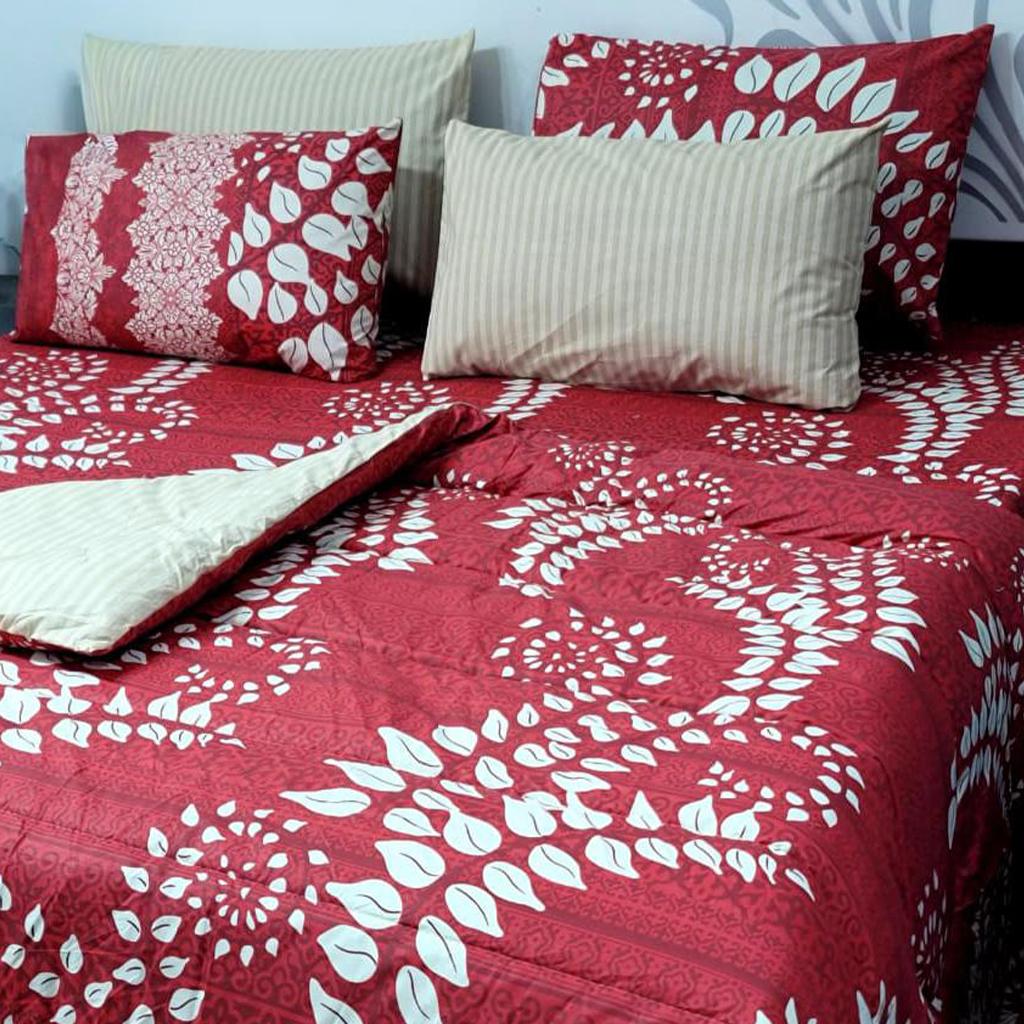 Multi feathers 100% Pure Cotton 6PC Comforter Set (Vicky Razai Set) – King Size - Fashion Home Store