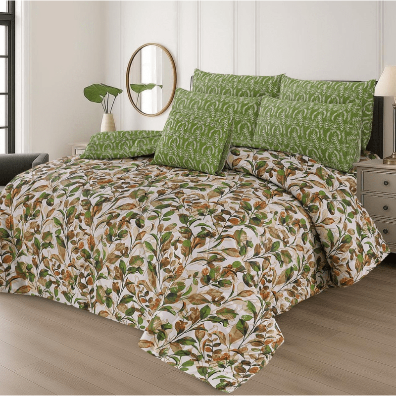 olive and golden floralBedding – 7PC Summer Comforter Set - Fashion Home Store