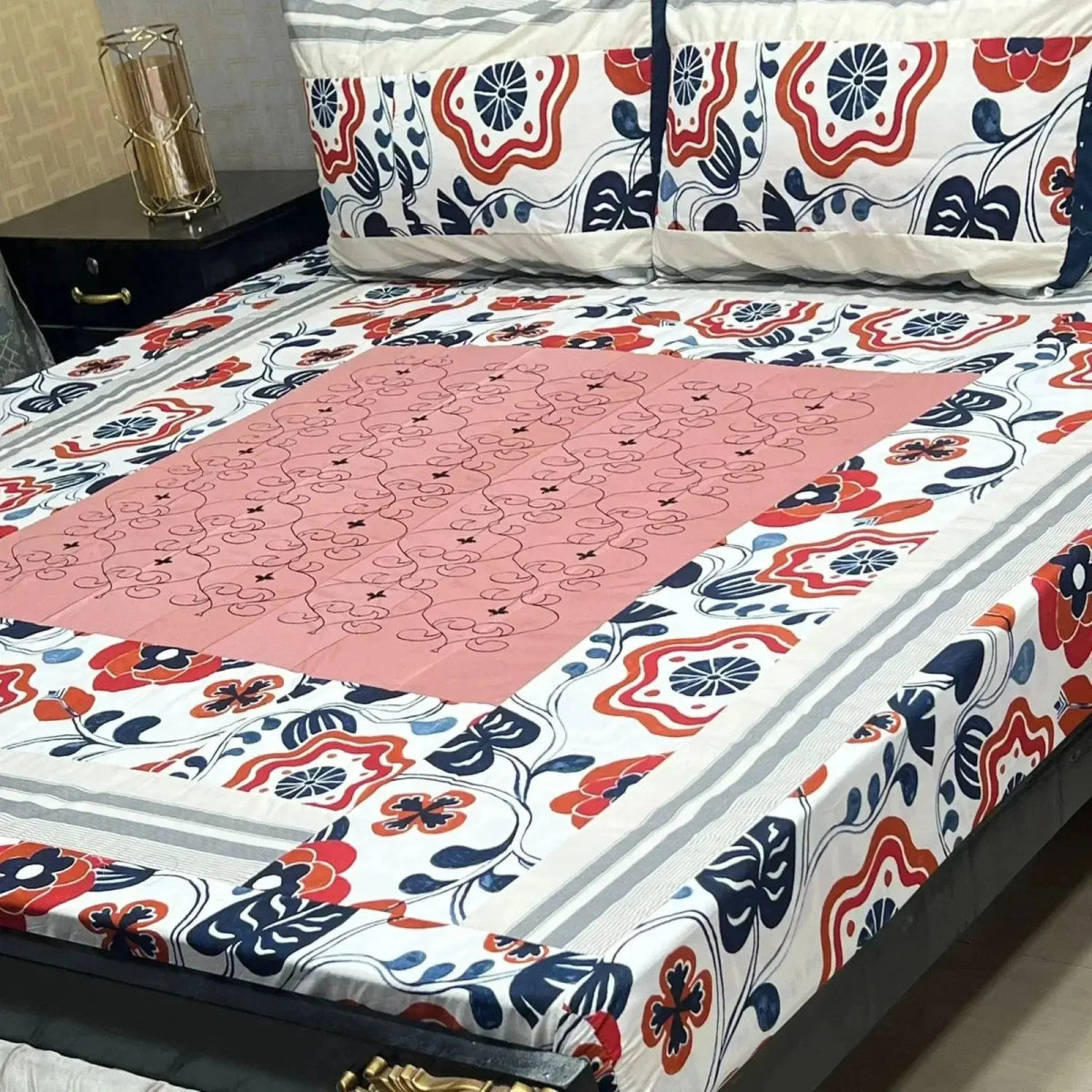 Olive Garden Embroidered Patchwork Bedsheet Set - Fashion Home Store