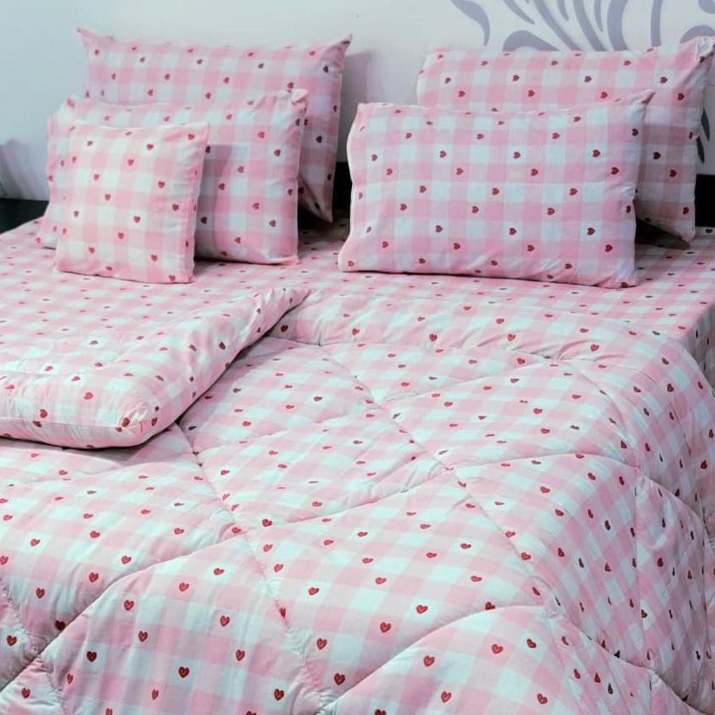 Orchid Grace 100% Pure Cotton 6PC Comforter Set (Vicky Razai Set) – King Size - Fashion Home Store