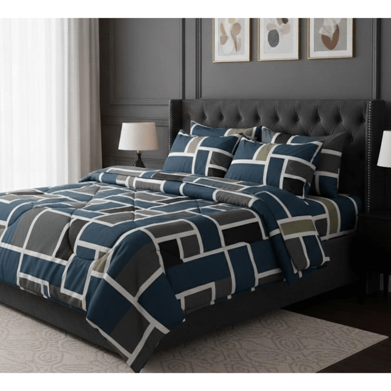 Purpole & white Swirl Design – 6PC Comforter Set (Vicky Razai Set) - Fashion Home Store