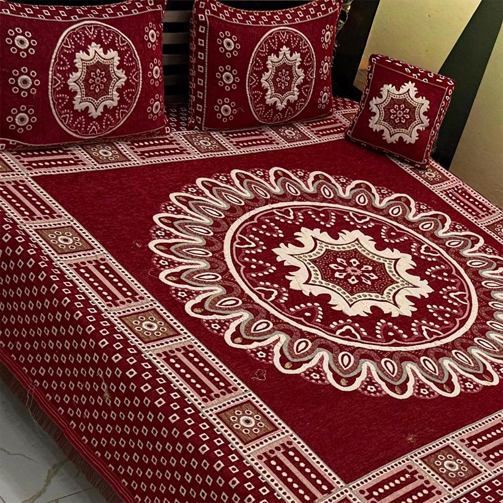 Royal – 4Pc Velvet Jacquard Luxury Bedsheet - Fashion Home Store
