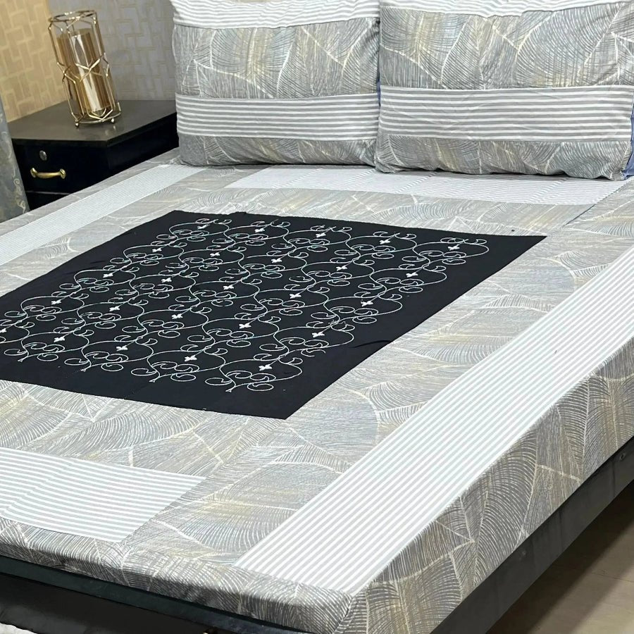 Royal Bloom Printed & Patchwork Bedsheet Set - Fashion Home Store