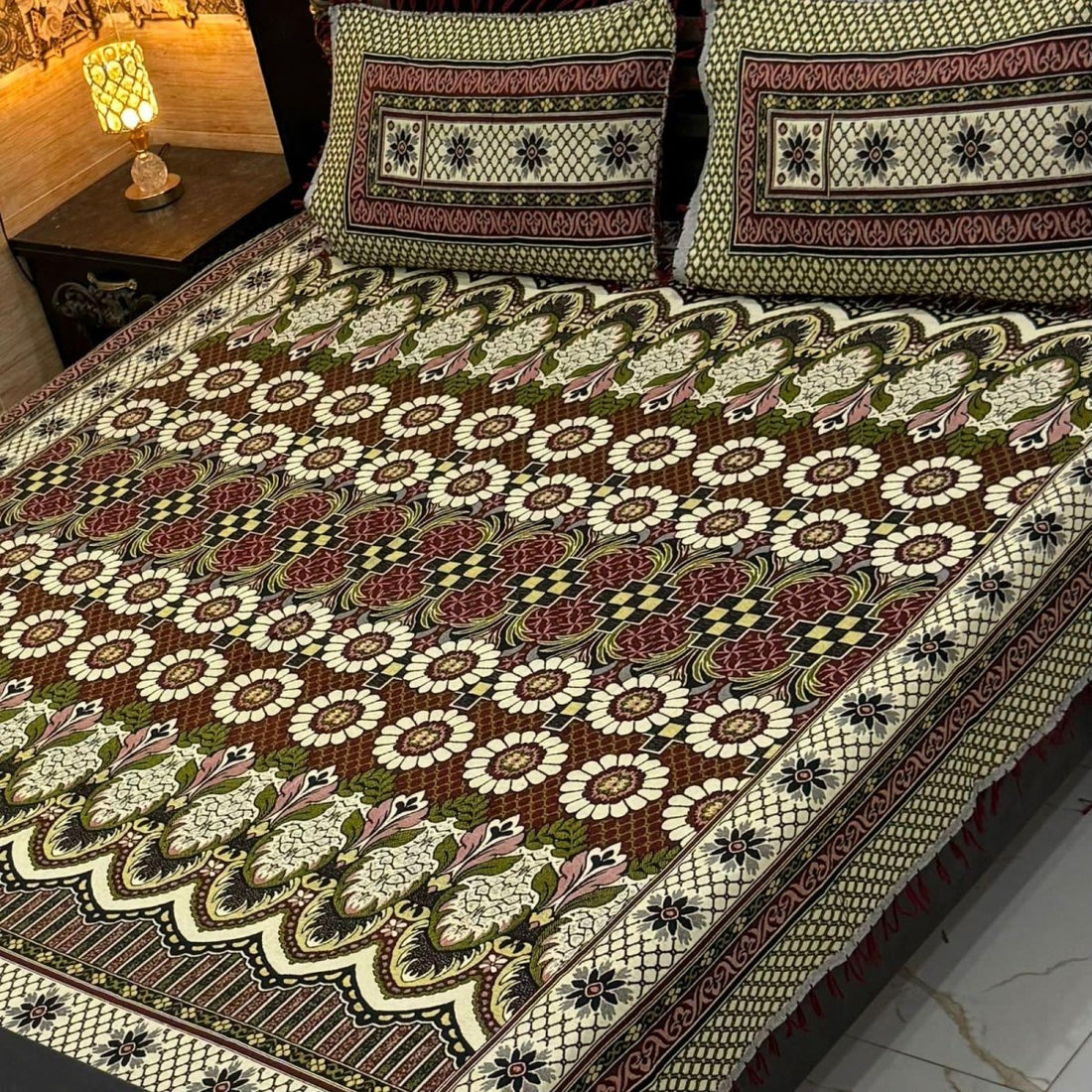 Royal Indigo – Multani Traditional Jacquard Bedsheet - Fashion Home Store