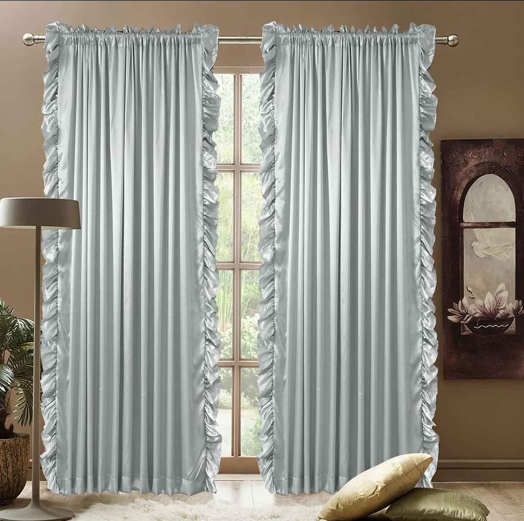 Silver Grey Silk Frilled Curtain Pair – Silk Frilled Curtain Pair - Fashion Home Store