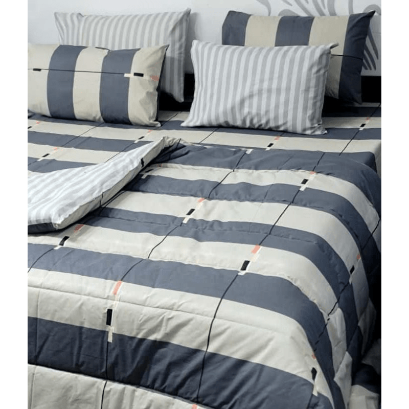 Trendline Luxe100% Pure Cotton 6PC Comforter Set (Vicky Razai Set) – King Size - Fashion Home Store