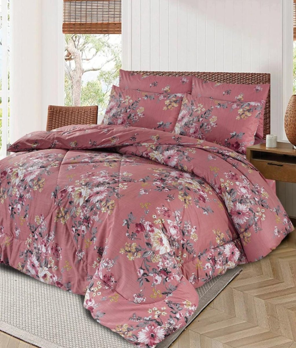 Tulip Dream 6PC Comforter Set (Vicky Razai Set) - Leopard Print King Size Bedding - Fashion Home Store