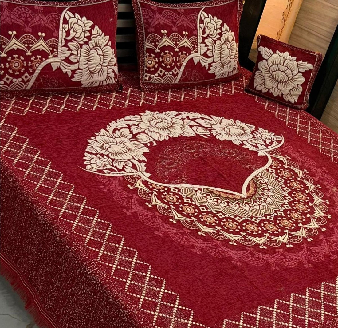 Weave Jacquard 4Pc Velvet Jacquard Luxury Bedsheet - Fashion Home Store