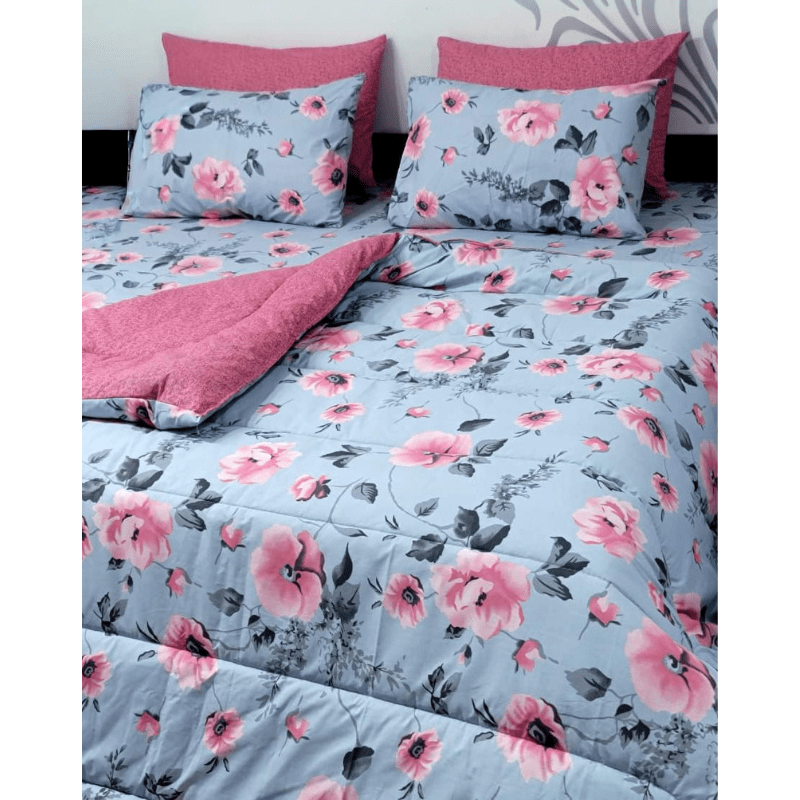 Whisper Comfort 100% Pure Cotton 6PC Comforter Set (Vicky Razai Set) – King Size - Fashion Home Store